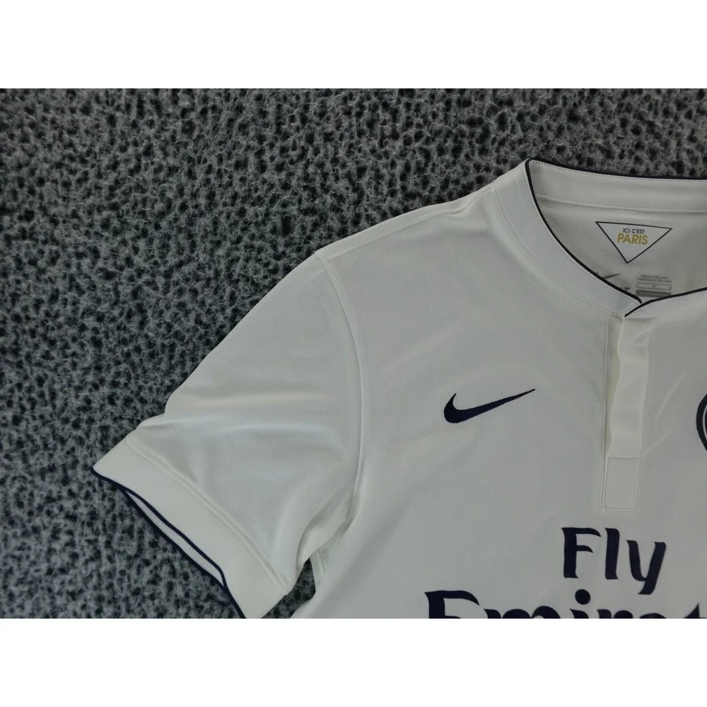 Paris Saint Germain PSG‎ Nike Dri Fit Soccer Jersey White Navy Blue Authentic L